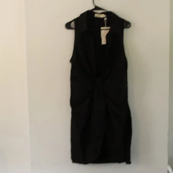 Choosy St. Crosby Black Sleeveless Plunging Neckline Shirt Dress Size 12 - Picture 4 of 10